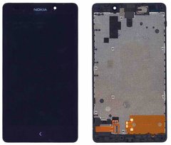 Дисплей (екран) Nokia XL RM-1030, RM-1042, RM-1061 з тачскріном і рамкою, чорний