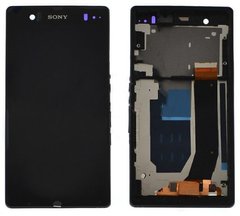 Дисплей (екран) Sony C6502 L35h Xperia ZL, C6503 L35i Xperia ZL з тачскріном і рамкою в зборі, чорний