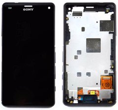 Дисплей (екран) Sony D5803, D5833 Xperia Z3 Compact з тачскріном і рамкою в зборі, чорний