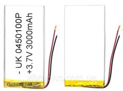 Универсальная аккумуляторная батарея (АКБ) 2pin, 4.0 x 50 x 100 мм (4050100, 1005040), 3000 mAh