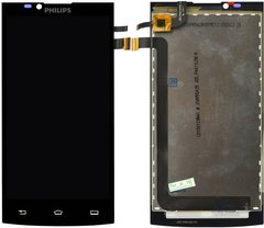 Дисплей (экран) Philips S398 с тачскрином в сборе, черный