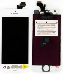 Дисплей (экран) Apple iPhone 5 с тачскрином и рамкой в сборе (Original China Refurbished), белый