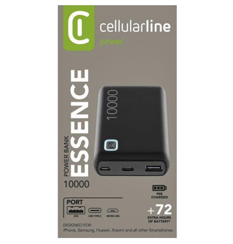 Power Bank Cellularline Essence повербанк 10000 mAh чорний
