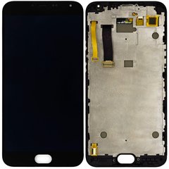 Дисплей (экран) Meizu MX5 (M575, M575M, M575H), MX5e, MX5e Lite с тачскрином и рамкой в сборе, черный