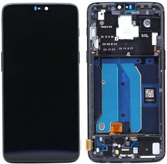 Дисплей (екран) OnePlus 6 A6003 OLED з тачскріном і рамкою в зборі, чорний