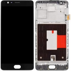 Дисплей (екран) OnePlus 3 (A3003), 3T (A3010) з тачскріном і рамкою в зборі ORIG, чорний AMOLED