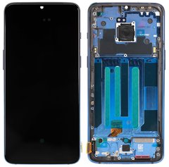 Дисплей (екран) OnePlus 7 (GM1901, GM1900, GM1905) AMOLED з тачскріном і синьою рамкою в зборі ORIG, чорний