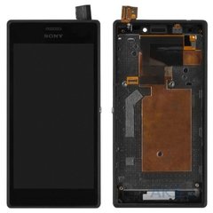 Дисплей (экран) Sony Xperia M2 Dual D2302, D2303, D2305, D2306 с тачскрином и рамкой в сборе ORIG, черный