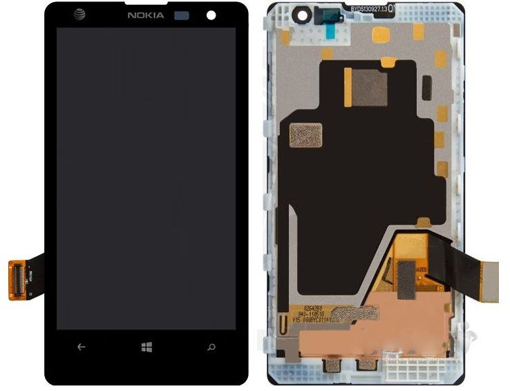Дисплей (екран) Nokia Lumia 1020 (RM-875) з тачскріном і рамкою в ​​зборі, чорний