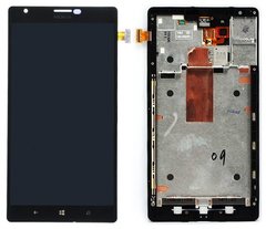 Дисплей (экран) Nokia Lumia 1520 (RM-938) с тачскрином и рамкой в сборе, черный