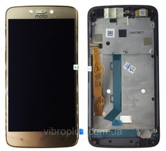 Дисплей (экран) Motorola XT1723 Moto C Plus с тачскрином и рамкой в сборе, золотистый