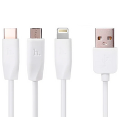 USB-кабель Hoco X1 Rapid Micro USB+Type-C+Lightning, белый