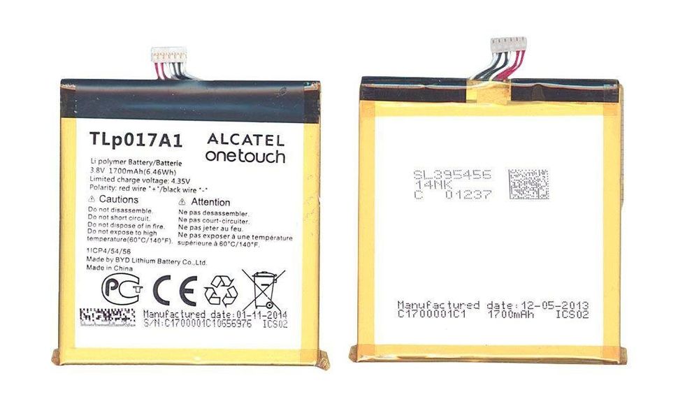 Аккумуляторная батарея (АКБ) Alcatel TLP017A1, TLP017A2 для One Touch 6012D, 6012X IDOL Mini, 1700mAh