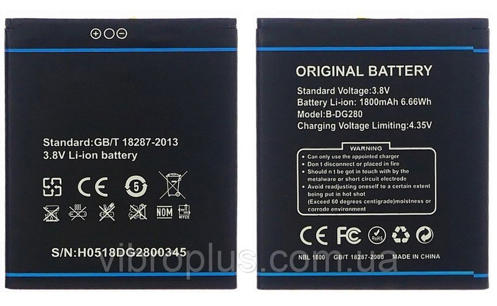 Акумуляторна батарея (АКБ) DOOGEE B-DG280, G280, 1800 mAh
