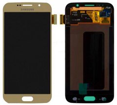Дисплей (экран) Samsung G920F, G929FQ, G920I, G920S, G920FD, G920T, G9200 Galaxy S6 AMOLED с тачскрином в сборе ORIG, золотистый