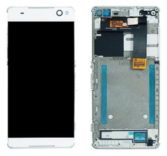 Дисплей (екран) Sony E5506 Xperia C5 Ultra, E5533, E5553, E5563 з тачскріном і рамкою в зборі ORIG, білий
