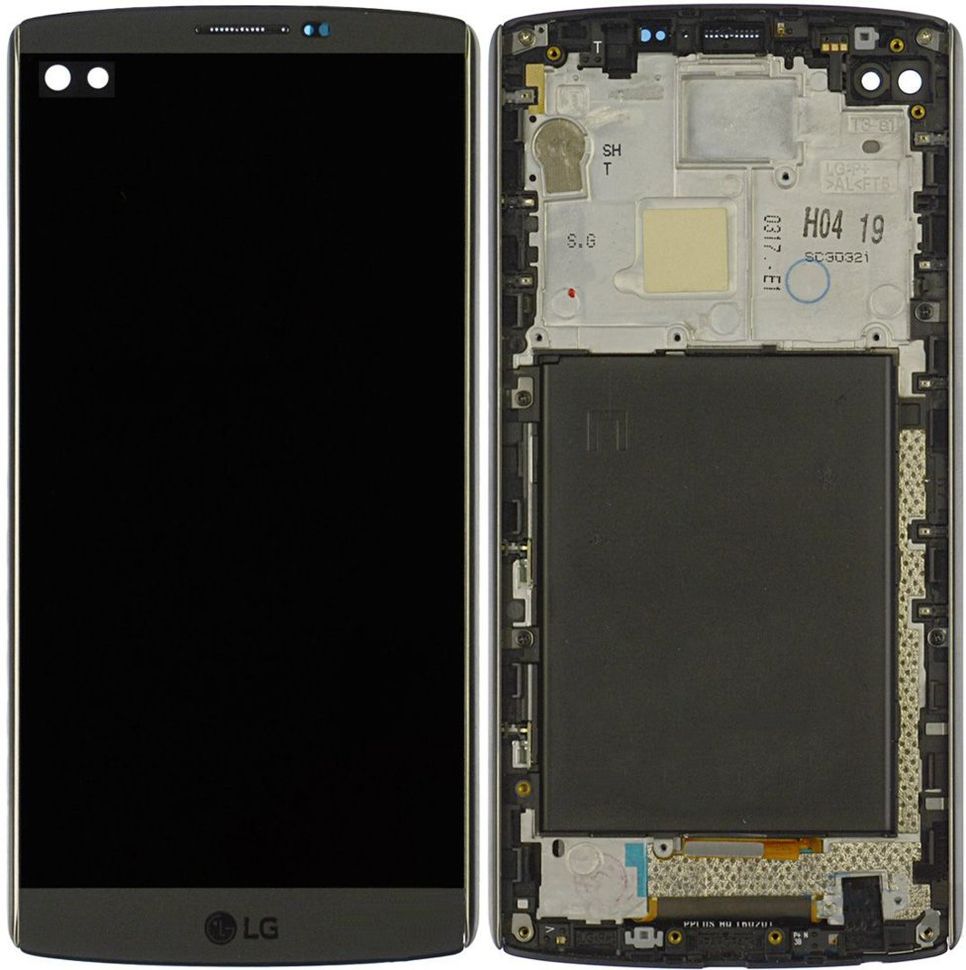 Дисплей (экран) LG H900 V10, H901, H960A, H960AR, H960TR, H960YK с тачскрином и передней панелью в сборе, черный