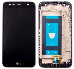 Дисплей (экран) LG M320G K10 X Power 2, M322, M327, X320, X500 с тачскрином и рамкой в сборе, черный