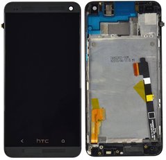 Дисплей (экран) HTC One M9 с тачскрином и рамкой в сборе, черный
