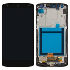 Дисплей (экран) LG D820, D821, D822 Nexus 5 с тачскрином и рамкой в сборе, черный