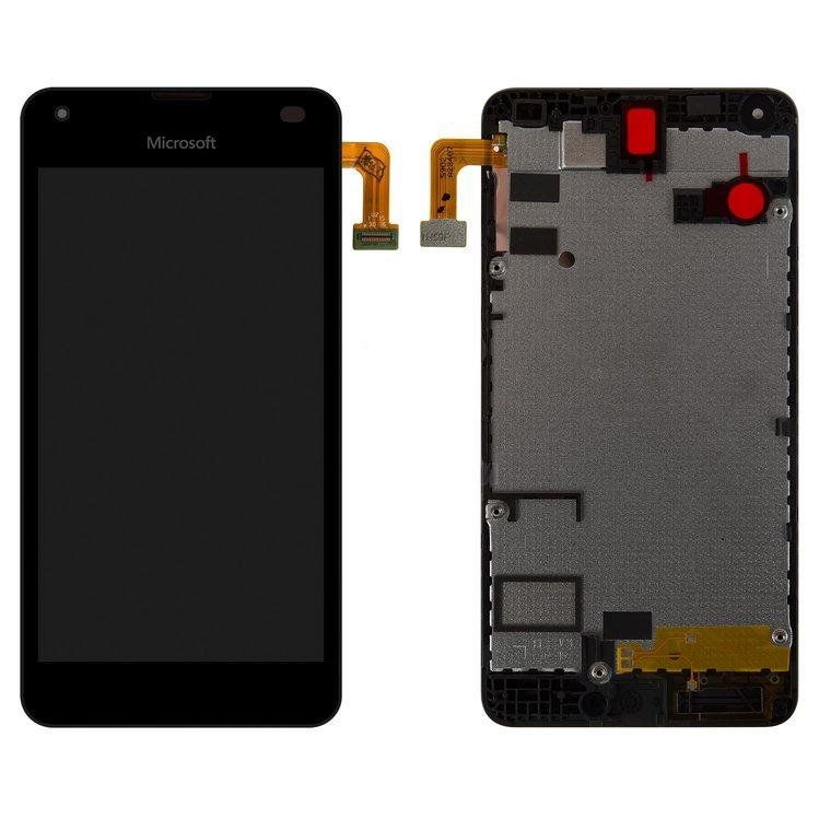 Дисплей (экран) Microsoft 550 Lumia с тачскрином и рамкой в сборе, черный