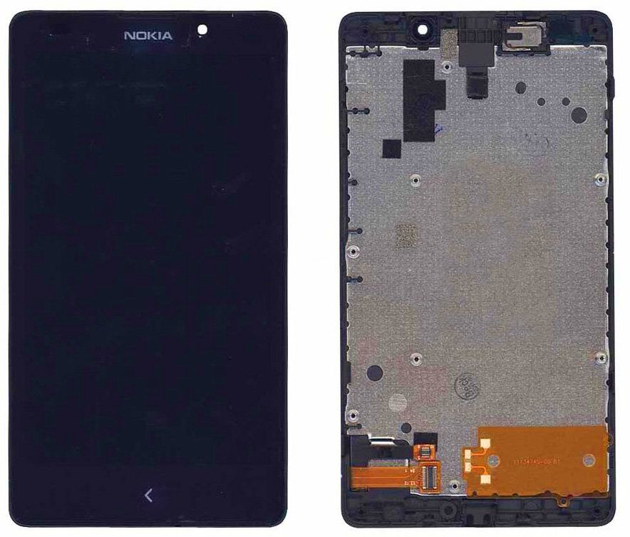 Дисплей (екран) Nokia XL RM-1030, RM-1042, RM-1061 з тачскріном і рамкою, чорний