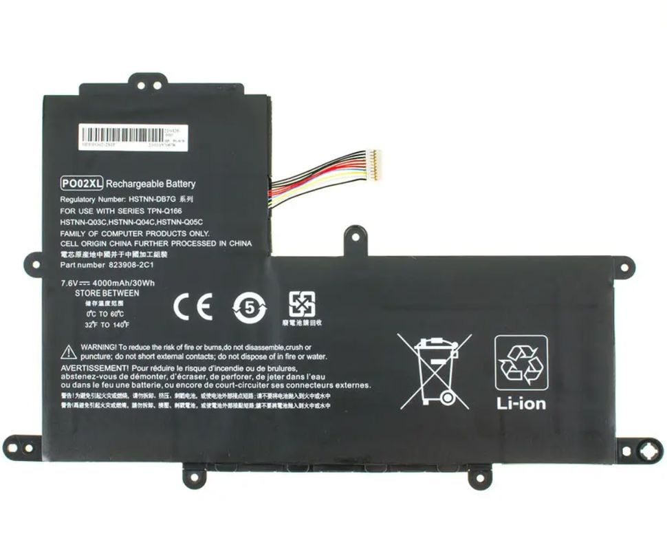 Батарея PO02XL аккумулятор для HP Stream 11-R014WM, 11-Y010NR, 7.6V, 4000mAh, 30Wh