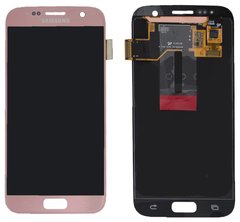 Дисплей (екран) Samsung G930F, G930FD, G930W8 Galaxy S7 AMOLED з тачскріном в зборі ORIG, рожевий