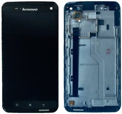 Дисплей (экран) Lenovo S930 с тачскрином и рамкой в сборе, черный