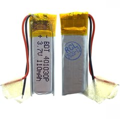 Универсальная аккумуляторная батарея (АКБ) 2pin, 4.0 X 10 X 30 мм (401030, 041030), 110 mAh
