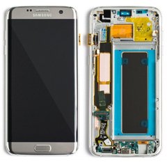 Дисплей (экран) Samsung G935F, G935FD, G9350, G935W8 Galaxy S7 Edge AMOLED с тачскрином и рамкой в сборе ORIG, серебристый