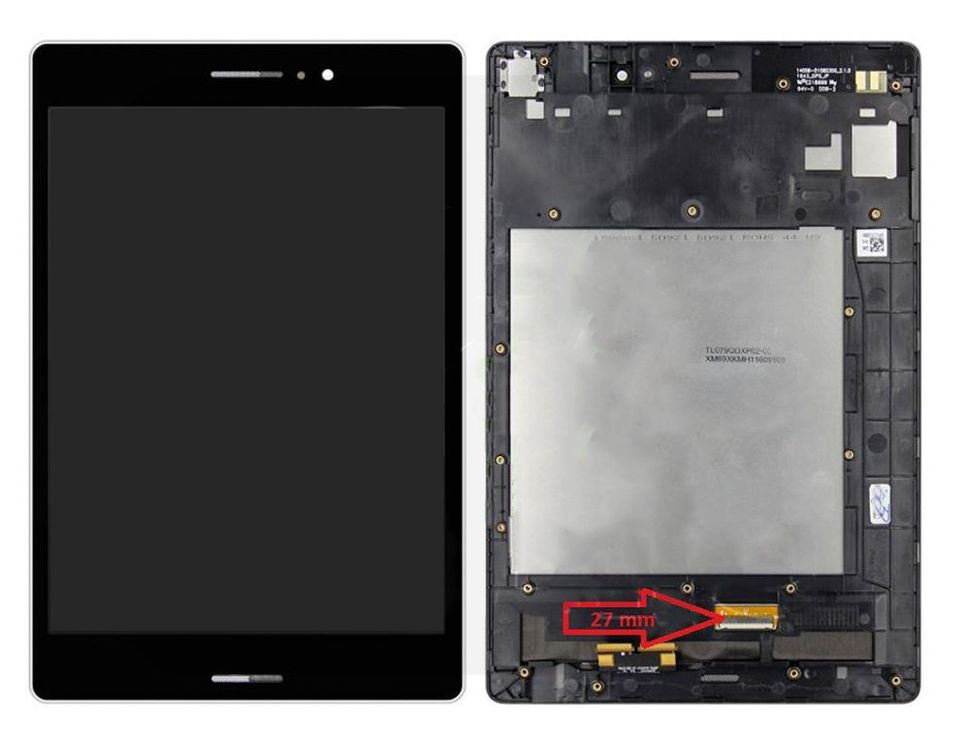 Дисплей (екран) 8 "Asus Z580C ZenPad S 8.0 (Шлейф 27mm) з тачскріном і рамкою в зборі, чорний