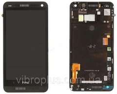 Дисплей (екран) HTC 801e One M7, 801n з тачскріном рамкою в зборі, чорний