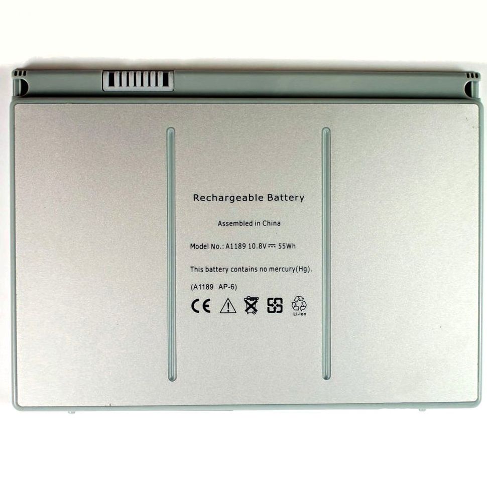 Аккумуляторная батарея (АКБ) для Apple MacBook Pro 17-inch A1189 A1151 MA092 MA458 MA897 MB166 10.8V, 55WH, серебристая