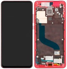 Дисплей (экран) Xiaomi Mi9T, Mi 9T Pro, Redmi K20, Redmi K20 Pro AMOLED с тачскрином и рамкой в сборе ORIG, красный Red Flame