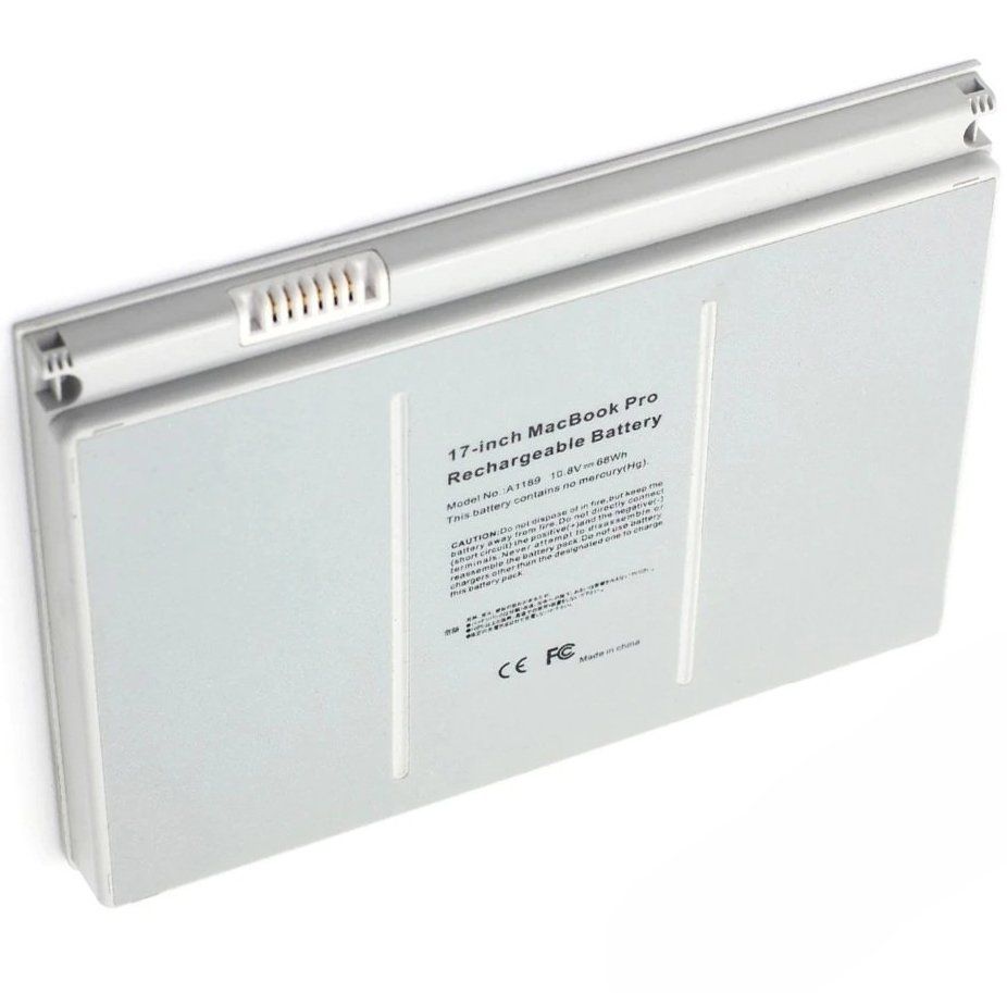 Акумуляторна батарея (АКБ) для Apple MacBook Pro 17-inch A1189 A1151 MA092 MA458 MA897 MB166 10.8V, 68Wh, срібляста