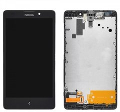 Дисплей (экран) Nokia XL Dual Sim RM-1030, RM-1042, RM-1061 с тачскрином и рамкой в сборе, ORIG черный
