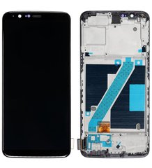Дисплей (екран) OnePlus 5T (A5010) AMOLED з тачскріном і рамкою в зборі ORIG, чорний