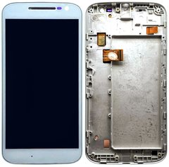 Дисплей (екран) Motorola XT1620 Moto G4, XT1621, XT1622, XT1624, XT1625, XT1626 з тачскріном і рамкою, білий