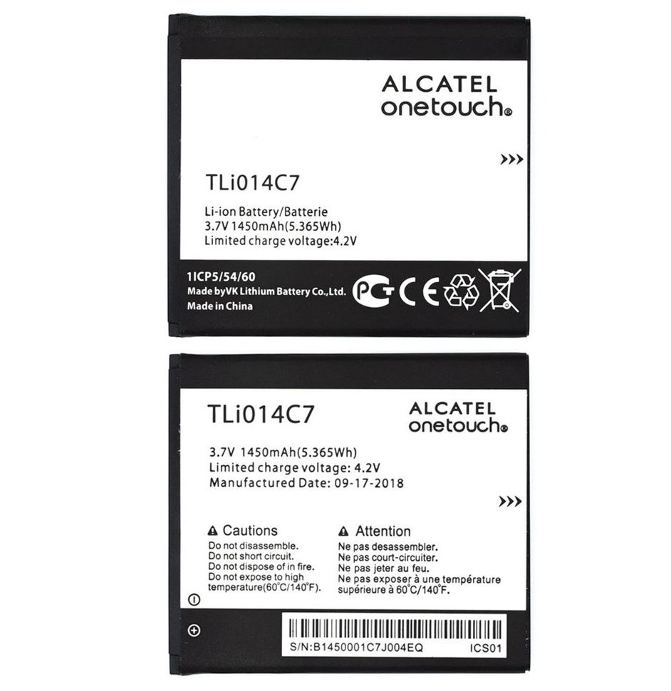 Аккумуляторная батарея (АКБ) Alcatel TLI014C7 для Alcatel 4024D, 4024X One Touch Pixi First (59.7x53x4mm), 1450 mAh