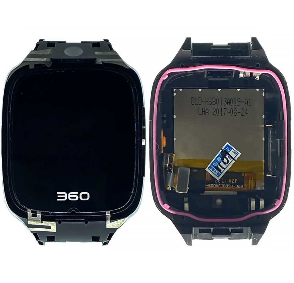 Дисплей (экран) для смарт часов 360 Mobile Smart Watch (W702) X1 (p/n: FPC-HSB013A009-A1) с тачскрином и рамкой, черный