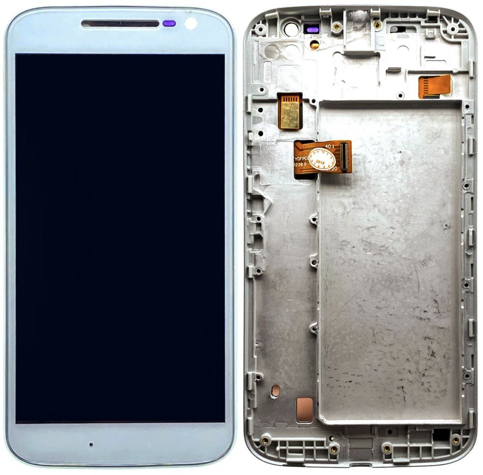 Дисплей (екран) Motorola XT1620 Moto G4, XT1621, XT1622, XT1624, XT1625, XT1626 з тачскріном і рамкою, білий