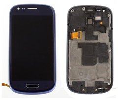Дисплей (экран) Samsung I8190 Galaxy S3 mini с тачскрином и рамкой в сборе ORIG, синий