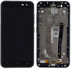 Дисплей (екран) Asus ZenFone 3 (ZE520KL, Z017DB, Z017D, Z017DA, Z017DC, ZA520KL) з тачскріном і рамкою в зборі, чорний