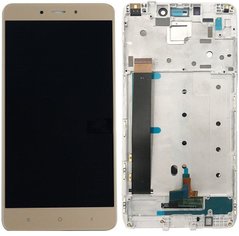 Дисплей (экран) Xiaomi Redmi Note 4 с тачскрином и рамкой в сборе, золотистый