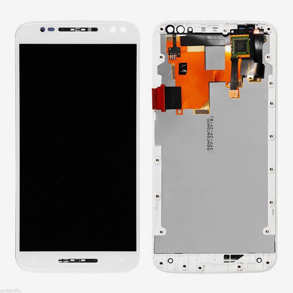 Дисплей (екран) Motorola XT1570, XT1572 Moto X Style, XT1575 Moto X Pure з тачскріном і рамкою в зборі ORIG, білий