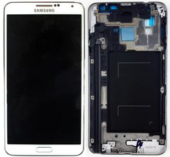Дисплей (экран) Samsung N7502 Galaxy Note 3 Neo Duos, N7505 Amoled с тачскрином и рамкой в сборе ORIG, белый