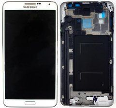 Дисплей (екран) Samsung N7502 Galaxy Note 3 Neo Duos, N7505 Amoled з тачскріном і рамкою в зборі ORIG, білий