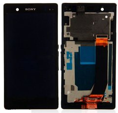 Дисплей (экран) Sony C6602 L36h Xperia Z, C6603 L36i, C6606 L36a с тачскрином и рамкой в сборе, черный