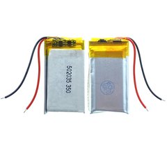 Универсальная аккумуляторная батарея (АКБ) 2pin, 5.0 X 20 X 35 мм (502035, 052035), 350 mAh